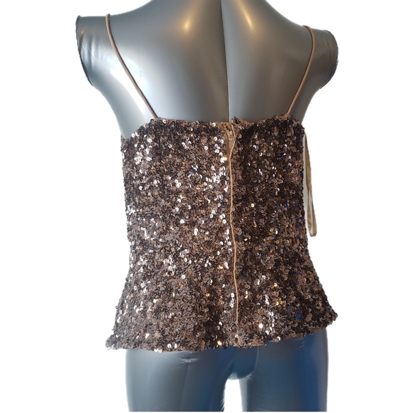 Cachรฉ Bronze Sequin Asymmetrical Cami โ Size L - Picture 3 of 6